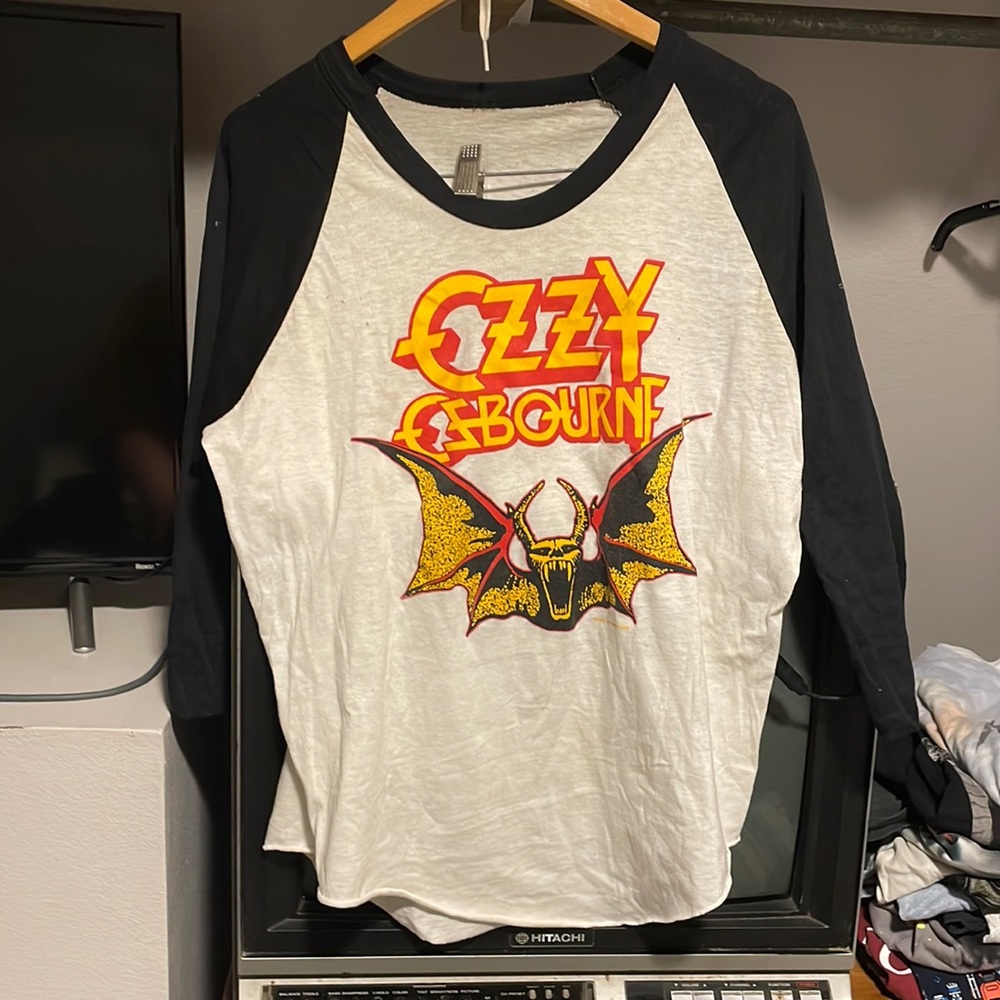 Vintage RARE Ozzy Osborne raglan 3/4 length sleeves Tee no tags or label 1982